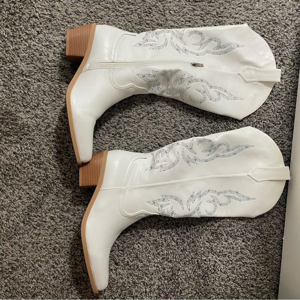 Wide calf White Western Boots